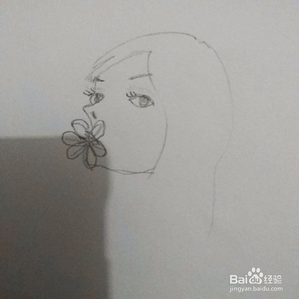 简笔画38：Q版叼花姑娘画法