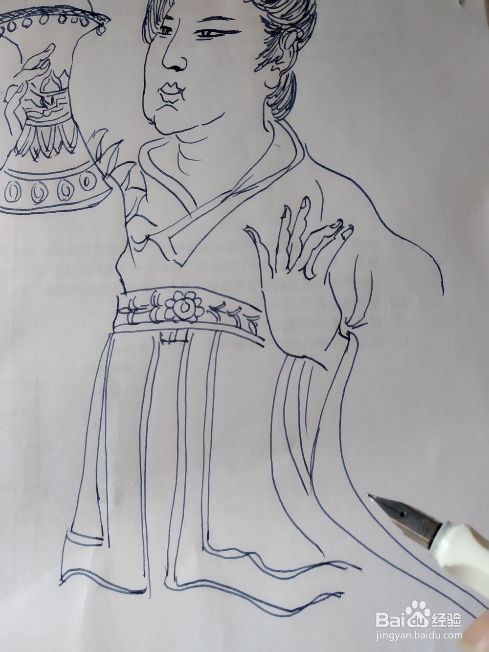 持香薰侍女的钢笔画法