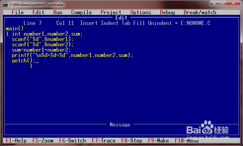 怎么利用Turbo C V2.0编写简程序