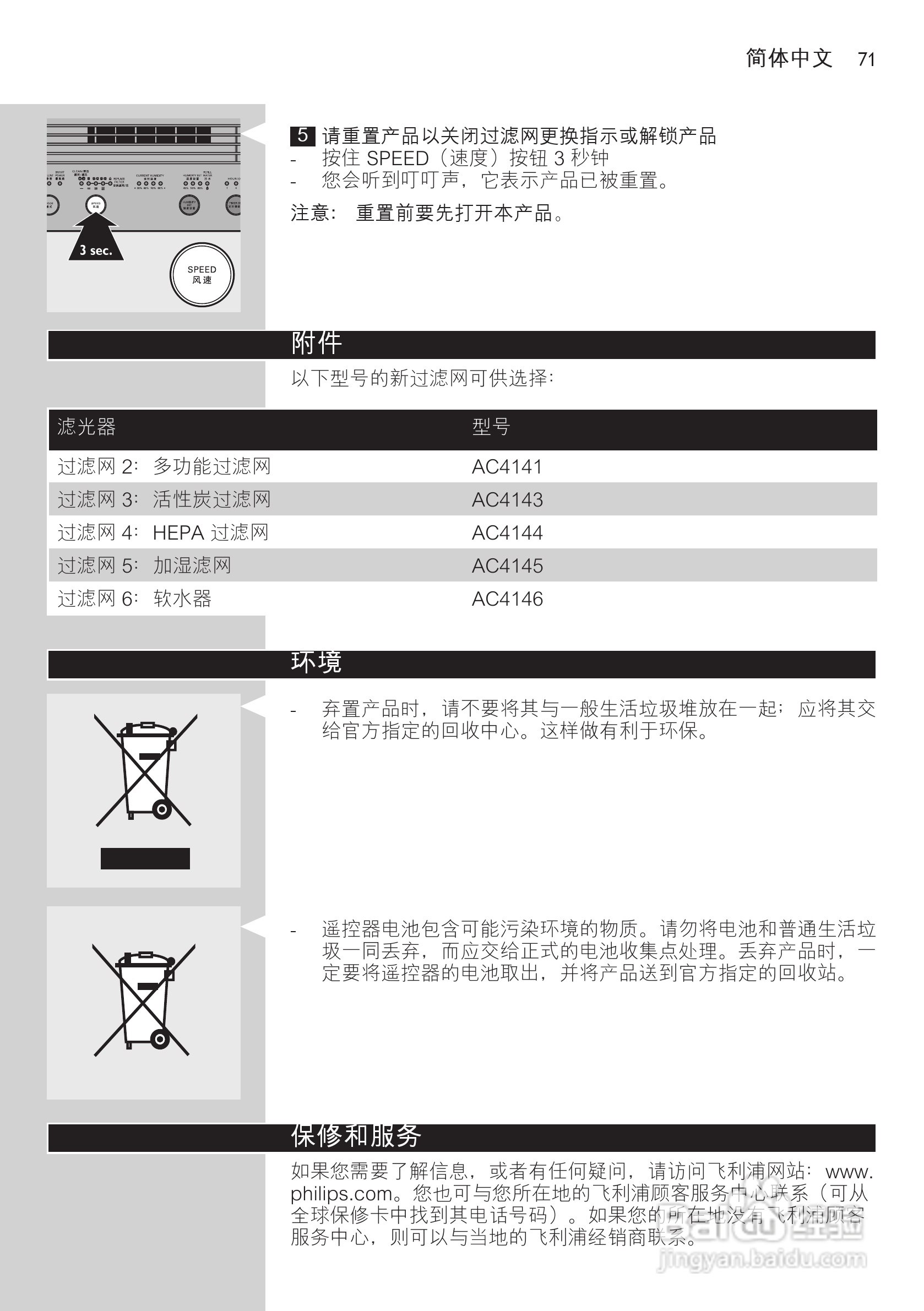 PHILIPS AC4083空气净化器使用说明书:[8]