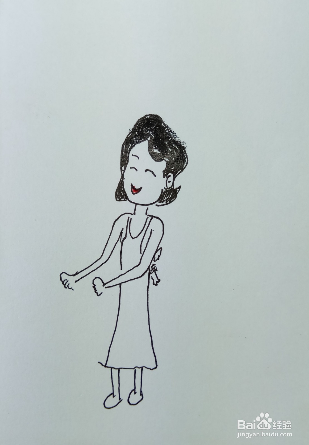 怎样画儿童简笔画“围裙妈妈提了两个萝卜”？