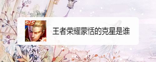 王者荣耀蒙恬的克星是谁