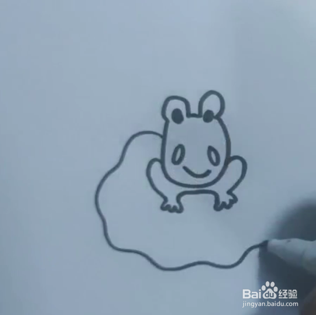 简笔画遮阳的青蛙
