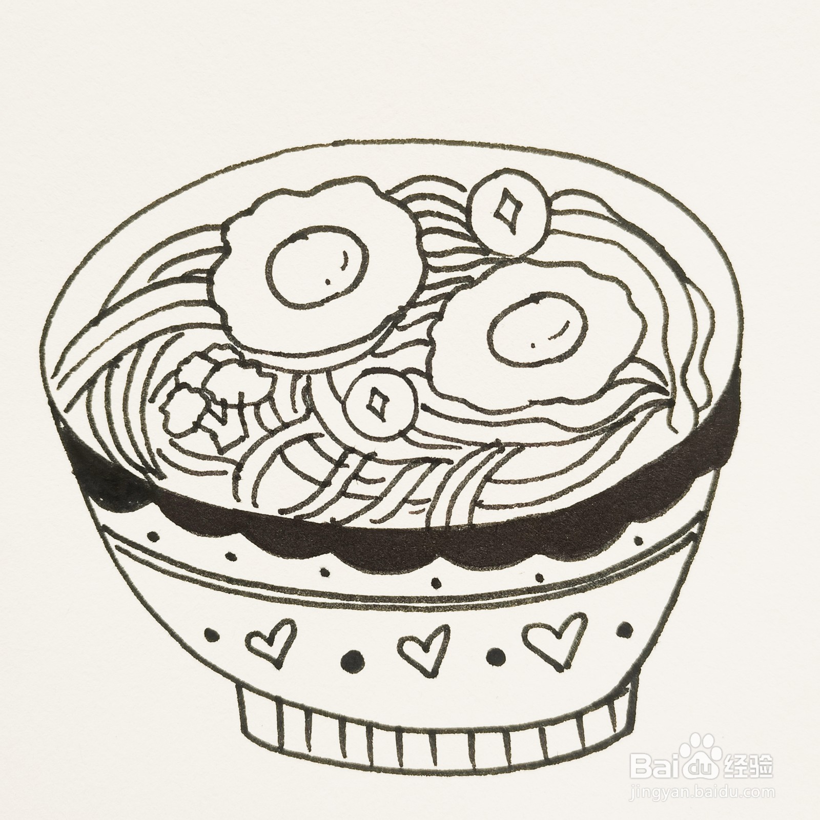 简笔画怎么画一碗拉面？