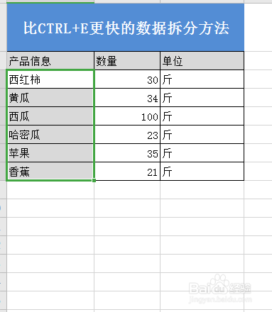 點擊確定完成設置後,就自動將名稱,數量,單位拆分到不同單元格了.