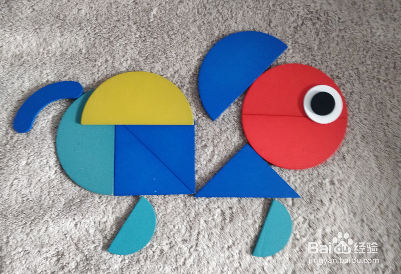 含三个三角形的大象用蒙氏积木怎样拼？