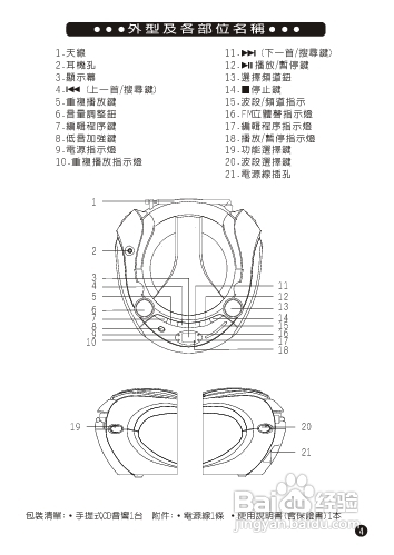旺德电通PRC-C04手提CD音响说明书