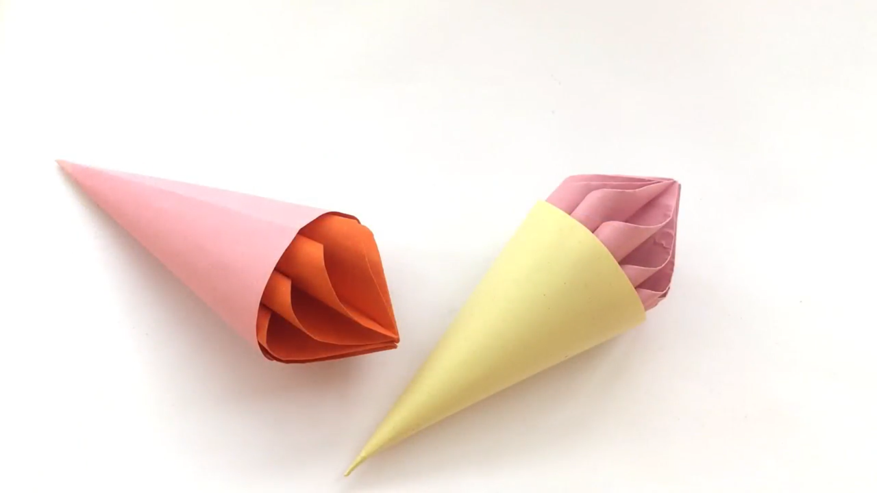 怎么折美丽的甜筒