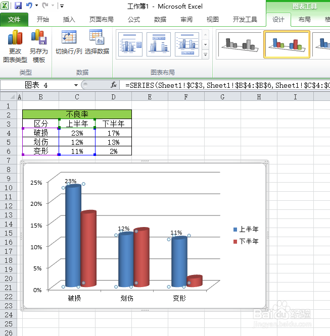 office2010 Excel如何插入簇状圆柱图