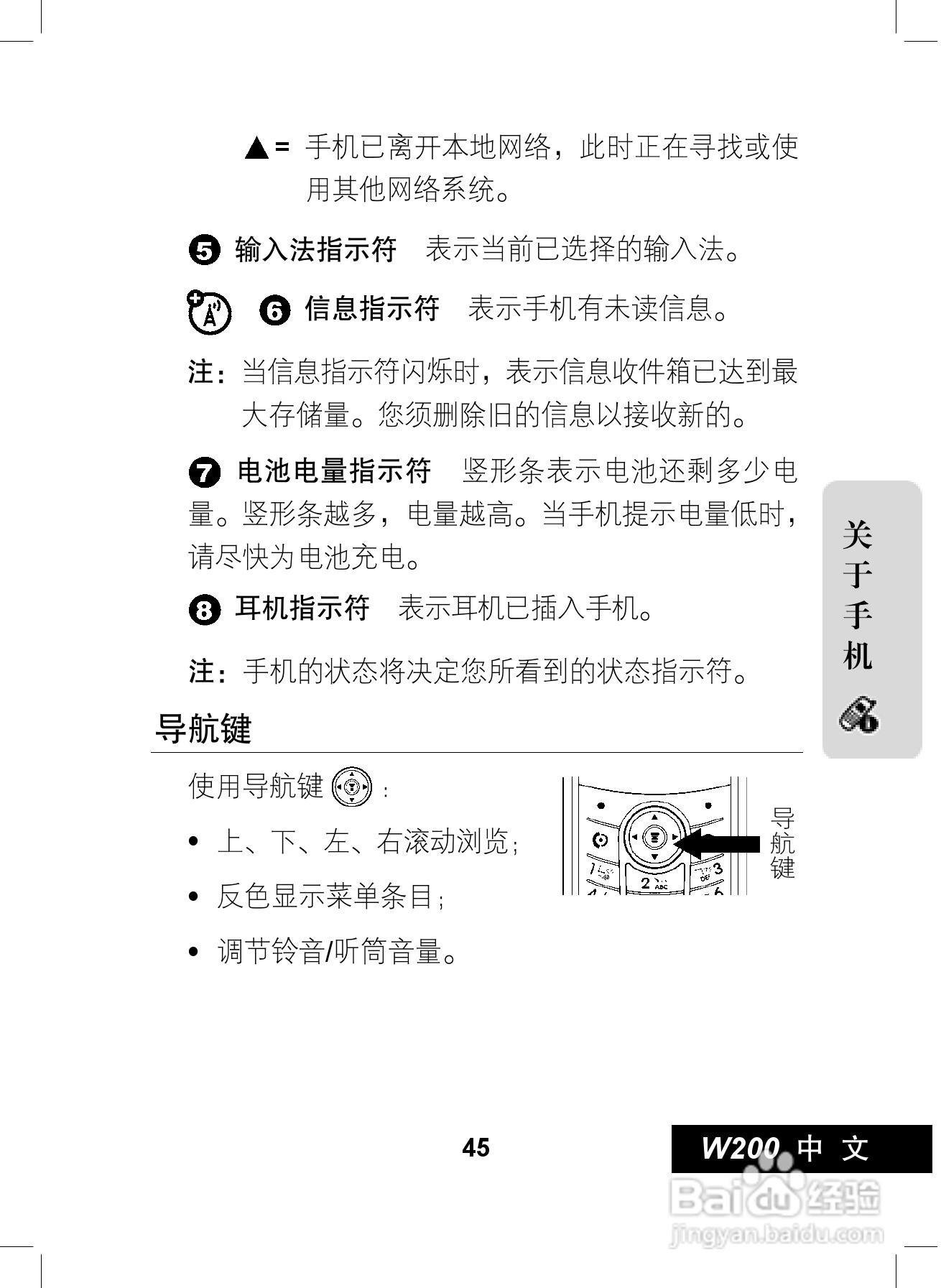 摩托罗拉W200手机使用说明书:[5]