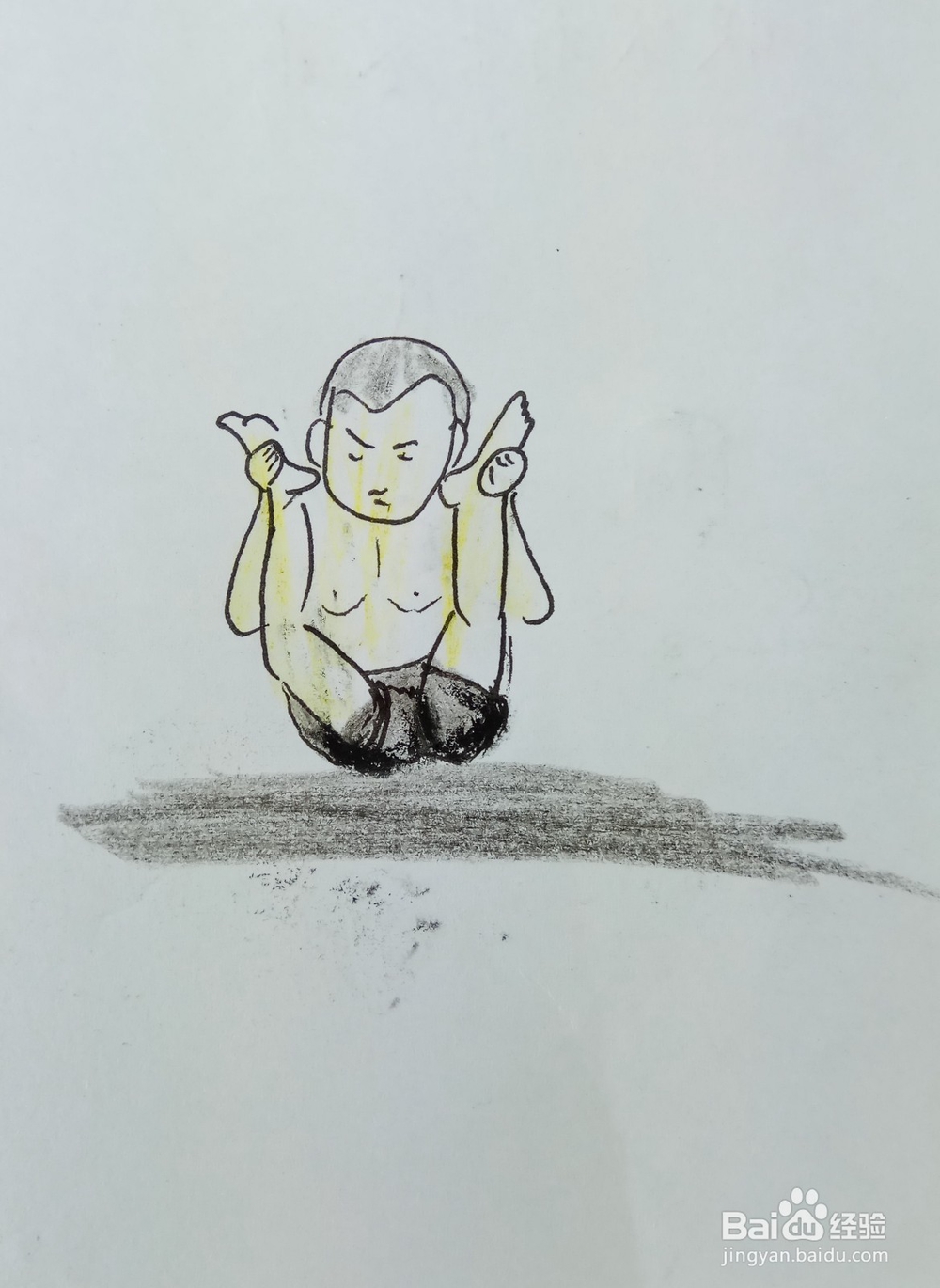 怎样画儿童简笔画“健身运动之足根击脸部”？