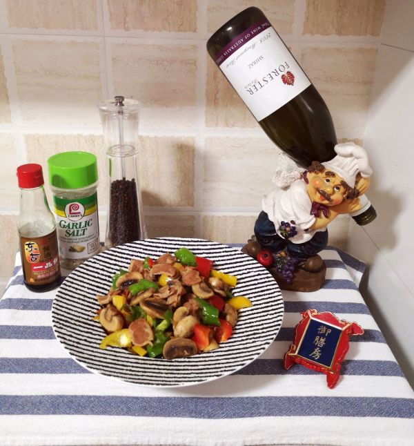 培根炒蘑菇彩椒