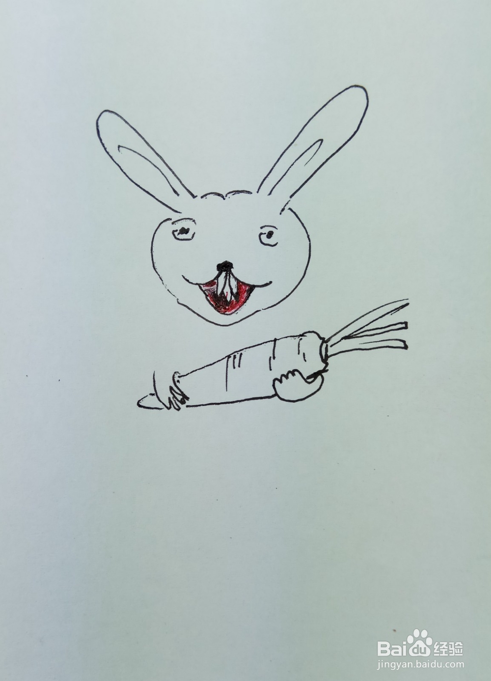 怎样画简笔画爱吃胡萝卜的小兔子？