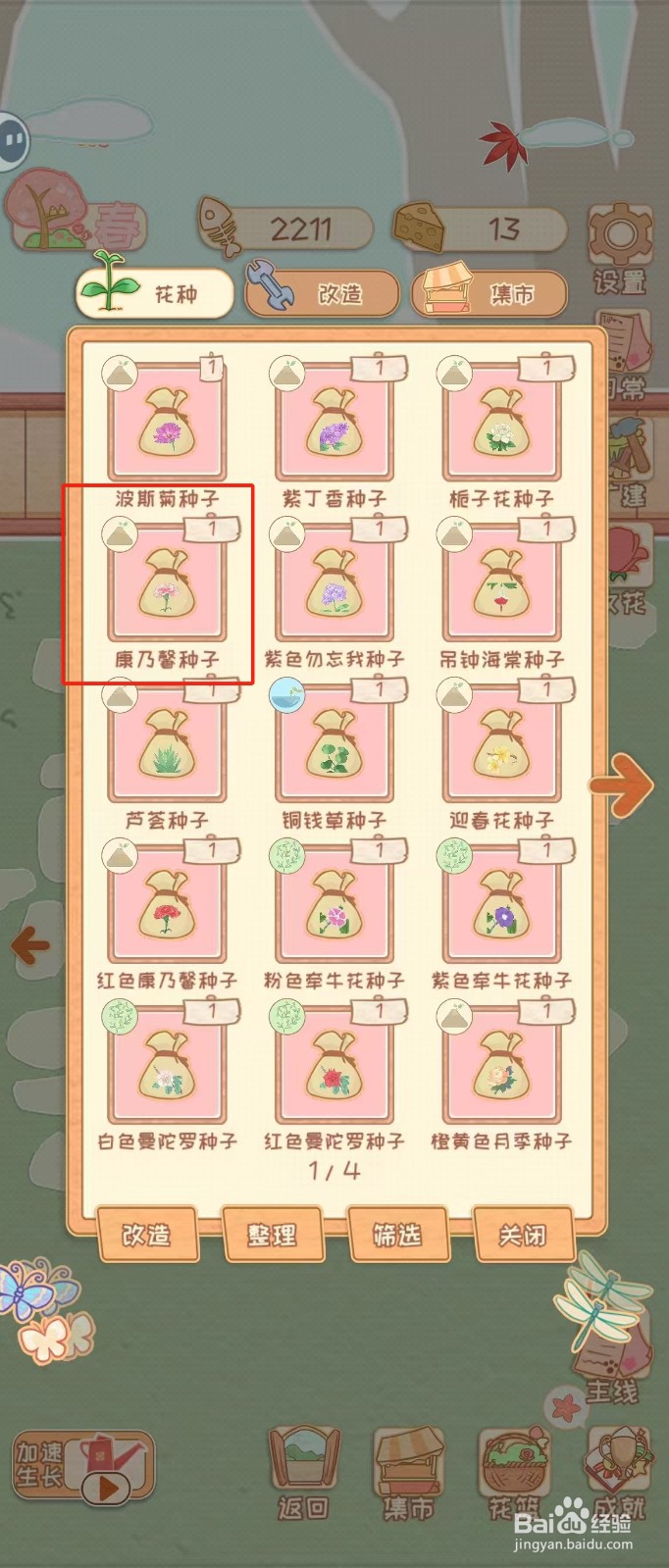 花店物语如何查看康乃馨种子的生长环境
