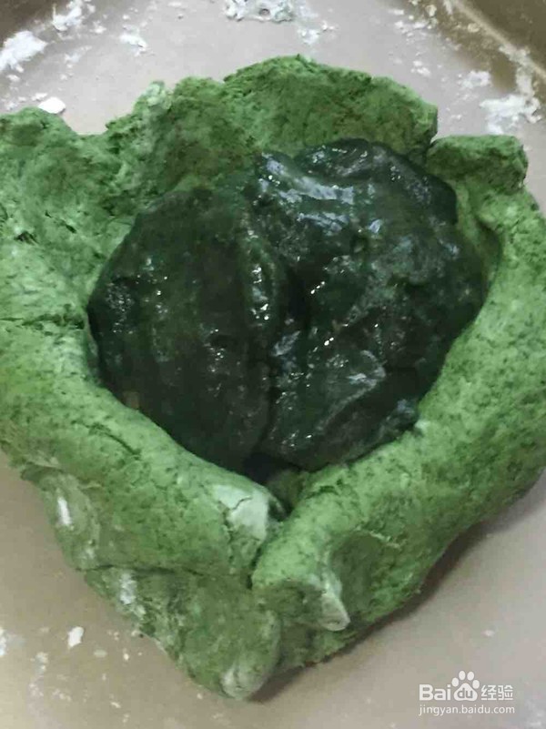 蛋黄肉松青团