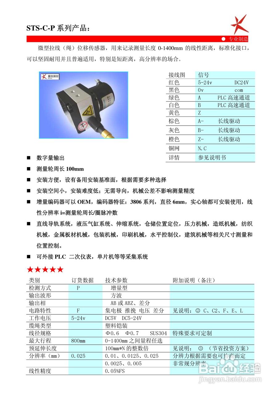 鑫盛星创STS-H-MA/V/R型拉线位移传感器使用说明书:[2]