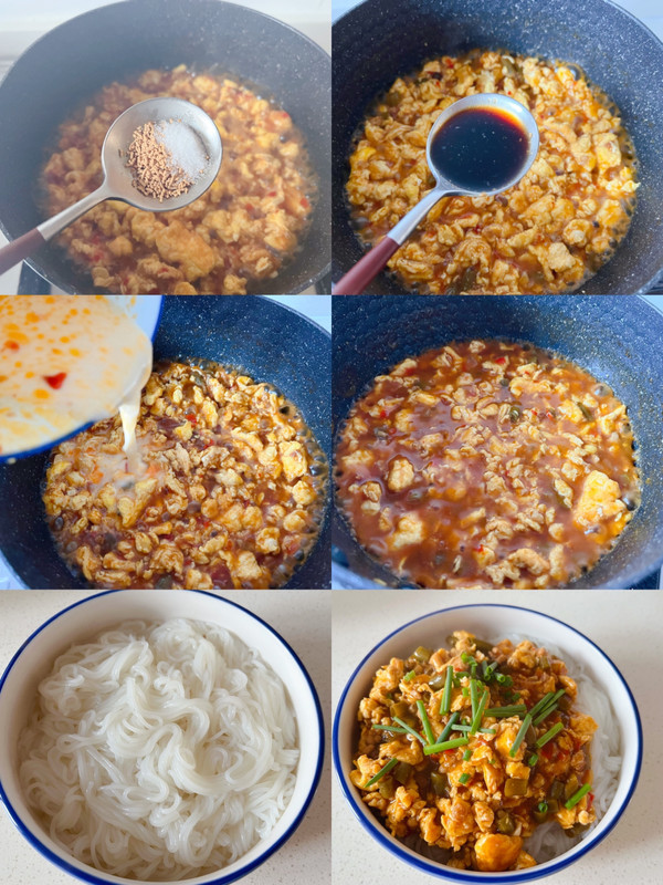 鸡蛋酸豆角肉末米粉