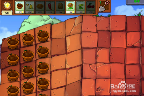 步骤 1 放置向日葵,生长阳光 2 ·在僵尸出现的路上,放置玉米投手 3