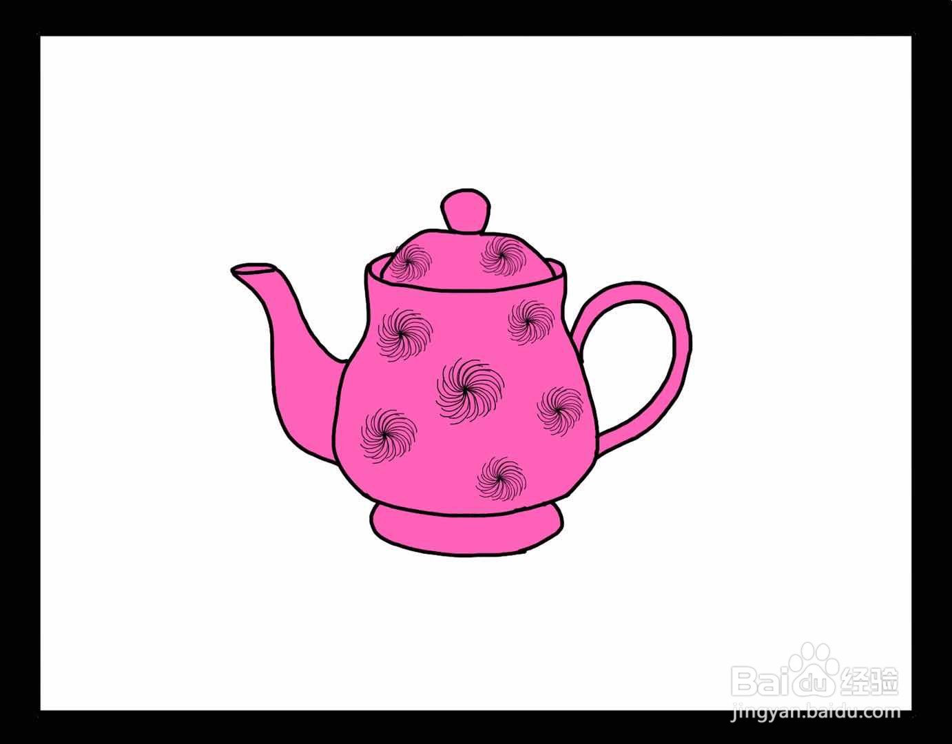 青花瓷茶壶简笔画儿童图片