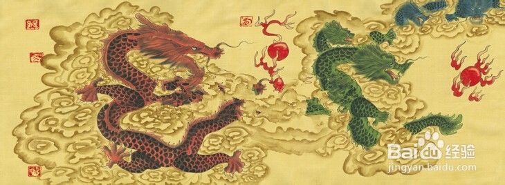 工笔画百龙图 工笔画家董必清作品