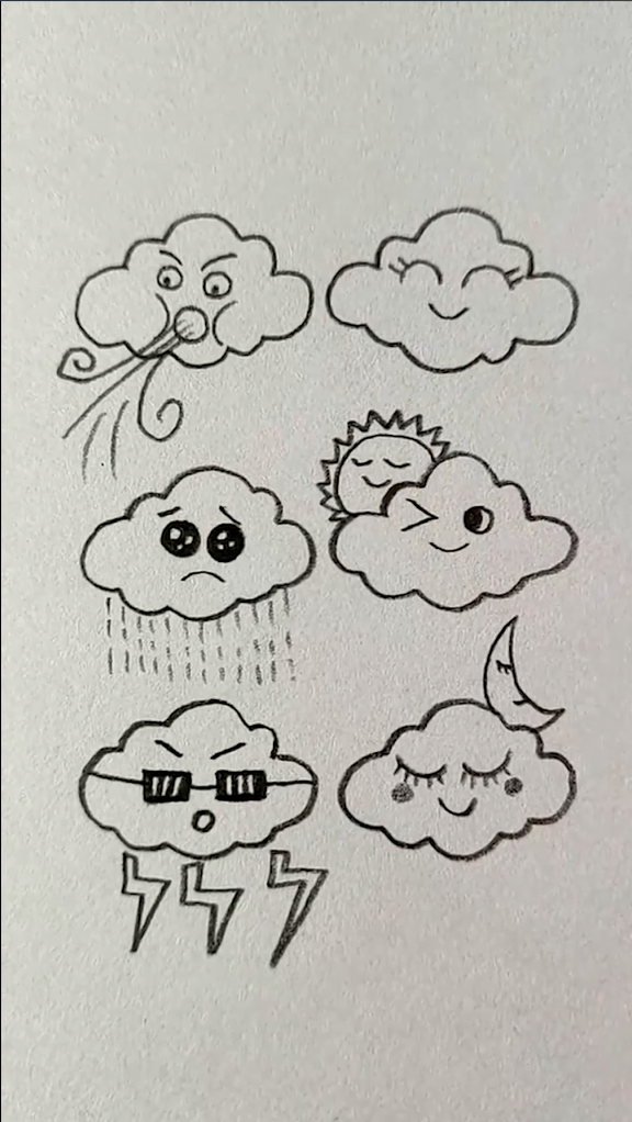 六种天气的云朵怎么画