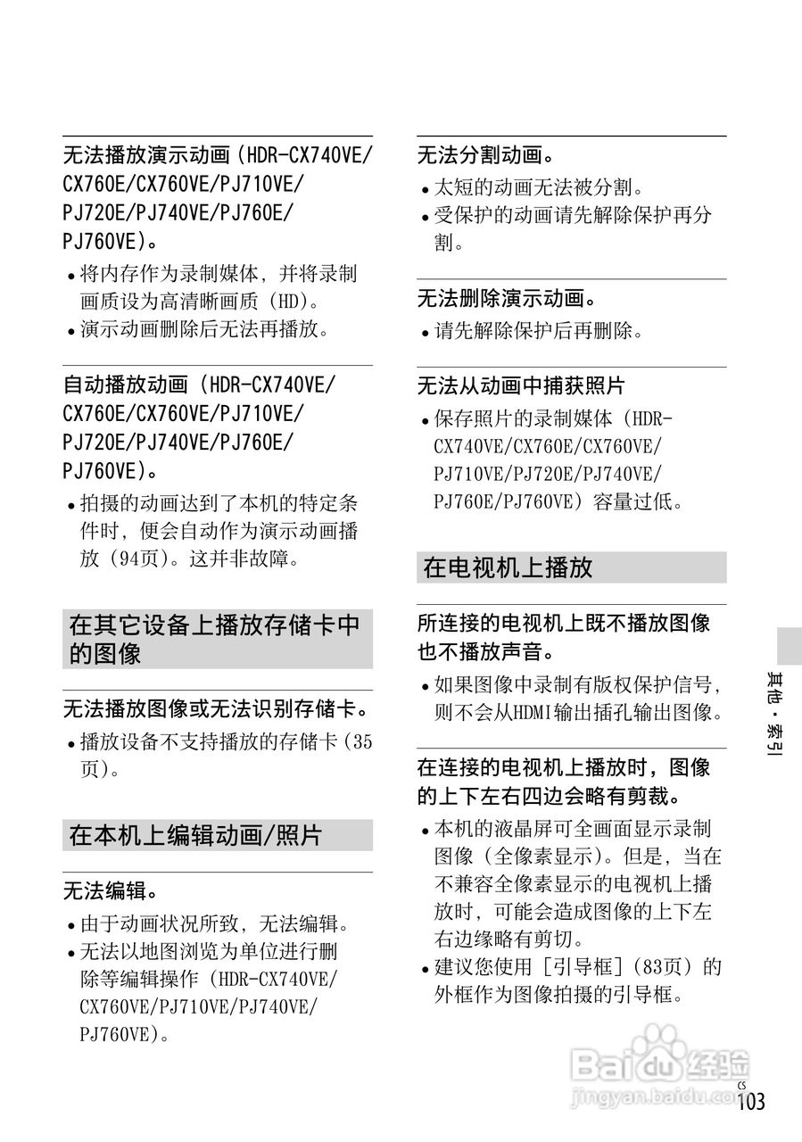 SONY索尼 HDR-PJ720E数码摄像机说明书:[11]