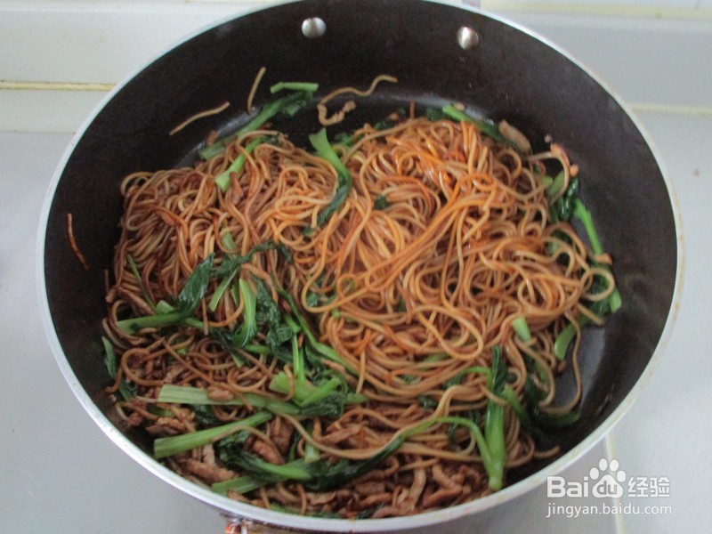 鸡毛菜肉丝炒面