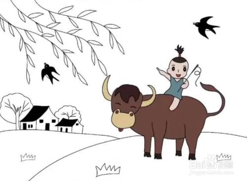 牧童遥指杏花村怎么画