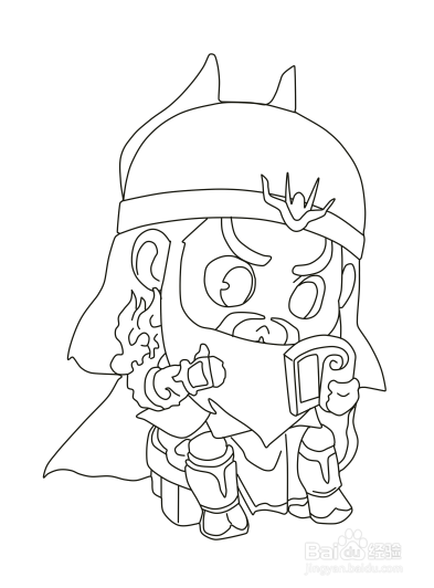 彩色简笔画Q版关羽的画法