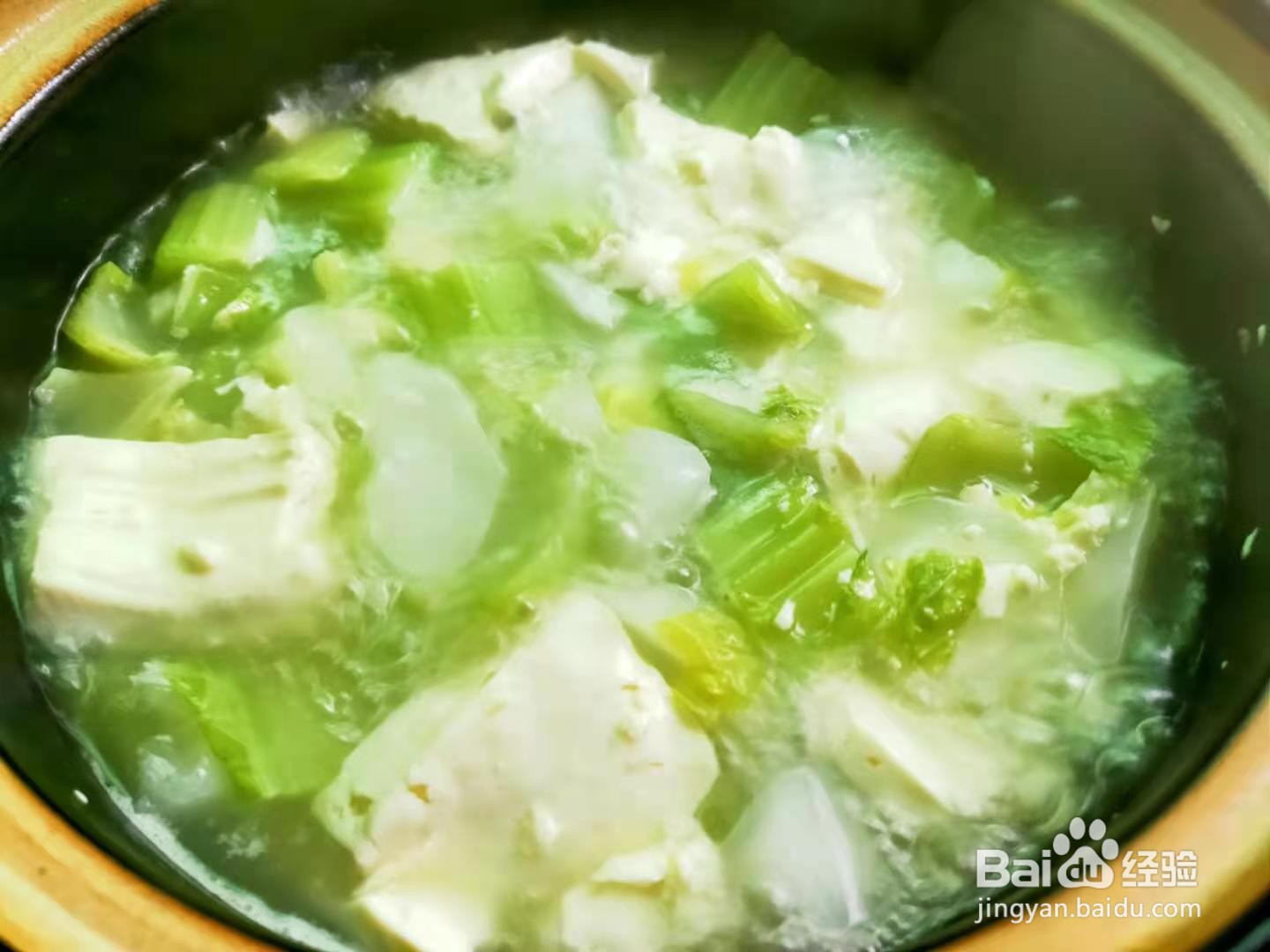 棒菜豆腐汤---养生菜系列