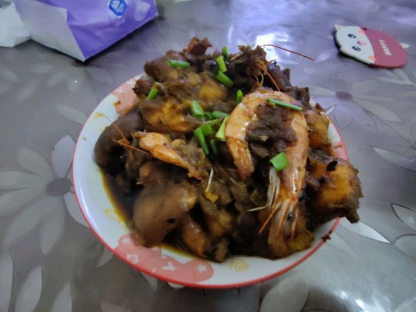 火锅底料炒土豆香菇红薯大虾