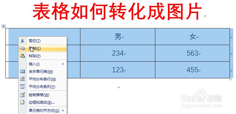 Word表格如何转化成图片
