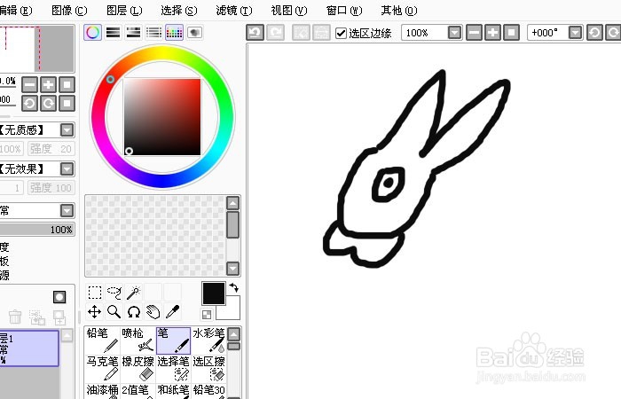 Sai软件手绘简笔画聪明的小毛驴
