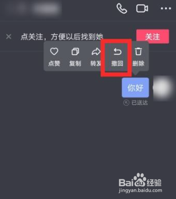 抖音怎么撤回私信？