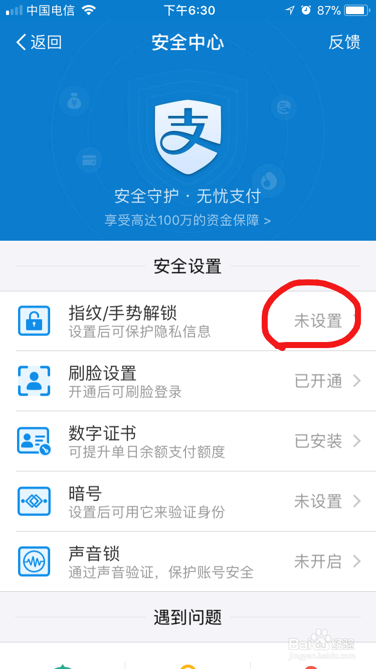 苹果手机怎么设置支付宝财富界面指纹锁