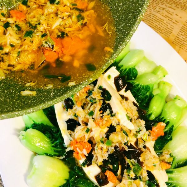 奶白菜醋蟹粉豆腐