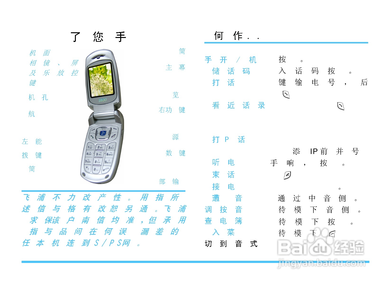 飞利浦S800手机使用说明书:[1]