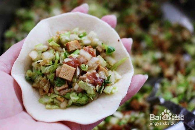 如何做出香味十足的猪肉白菜豆干馅饼