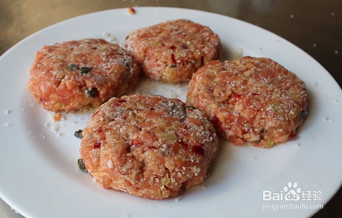 煎三文鱼肉饼的制作方法