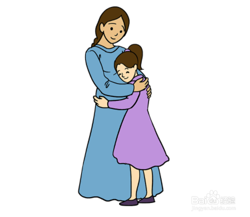 简笔画妈妈和女儿彩色图片