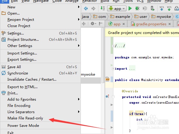 Android studio怎么使文件只读
