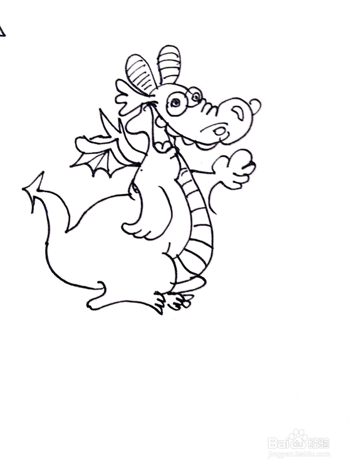 精神抖擞的小恐龙线描画怎么画
