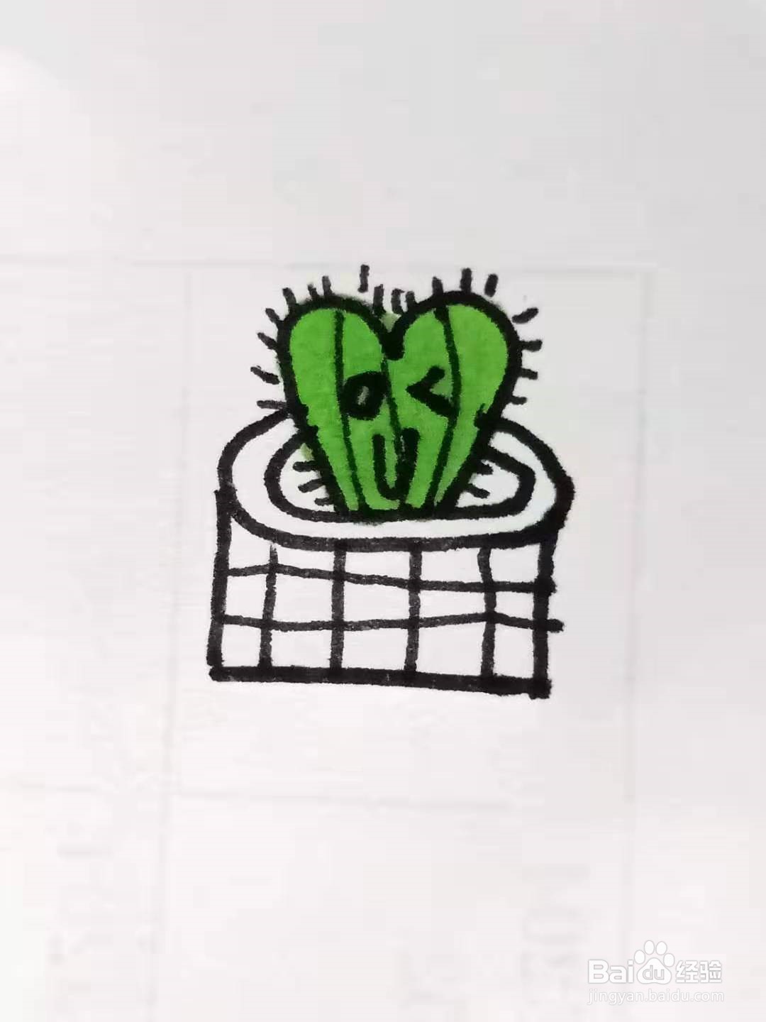 怎样画爱心仙人掌?