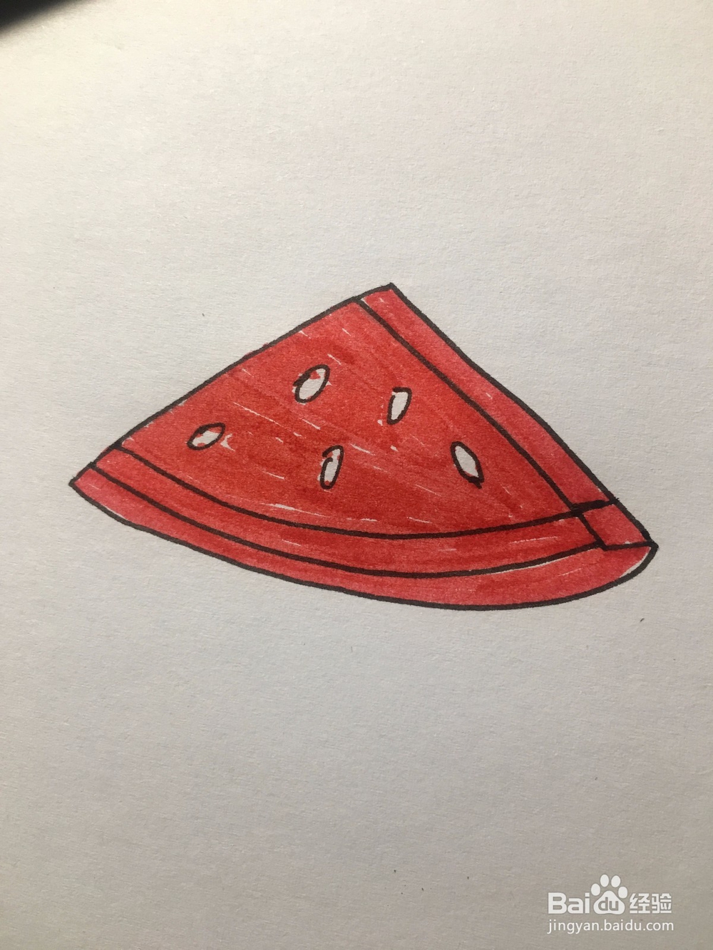 画一小块切开的西瓜 简笔画 涂鸦画 儿童绘画