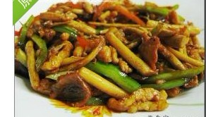 鲜茶树菇炒肉丝