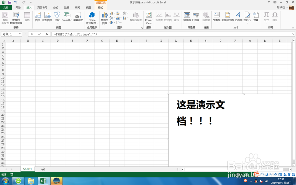 Excel 通过插入对象绘制位图