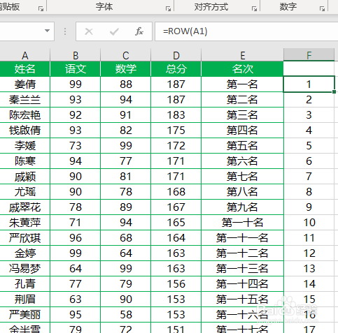 Excel如何为学生成绩表添加中文名次
