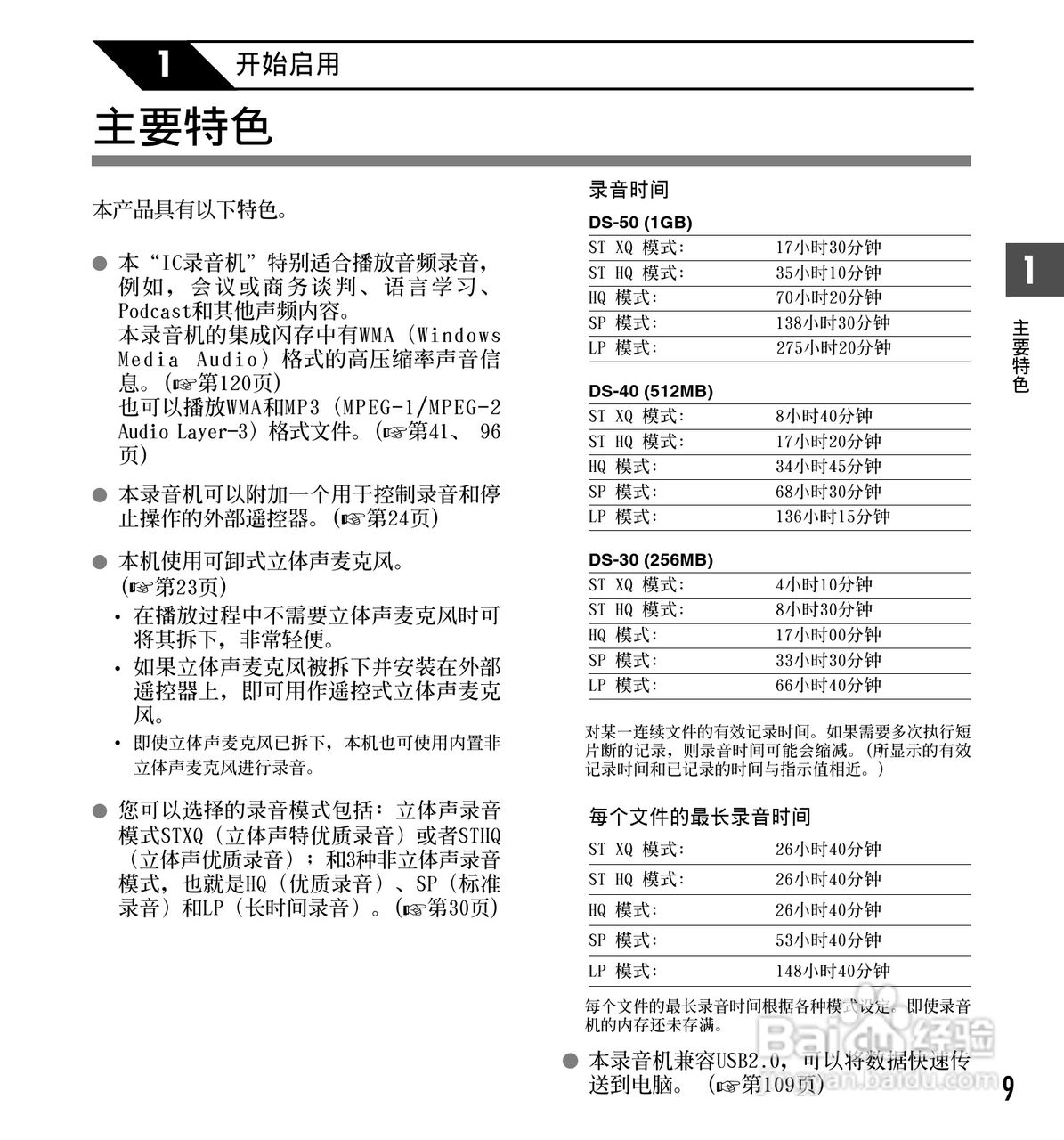 奥林巴斯录音笔DS-30型使用说明书:[1]