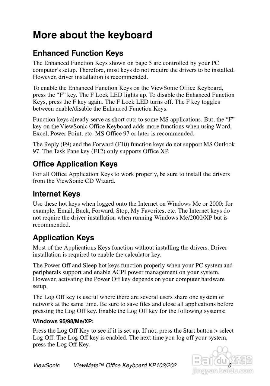 优派KP102202键盘英文版说明书