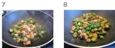 香鸡肉粒炒秋葵的做法